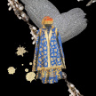 Традиционный татарский костюм: калфак с перьями, платье с вырезом, изю с камнями и ичиги на платформе 